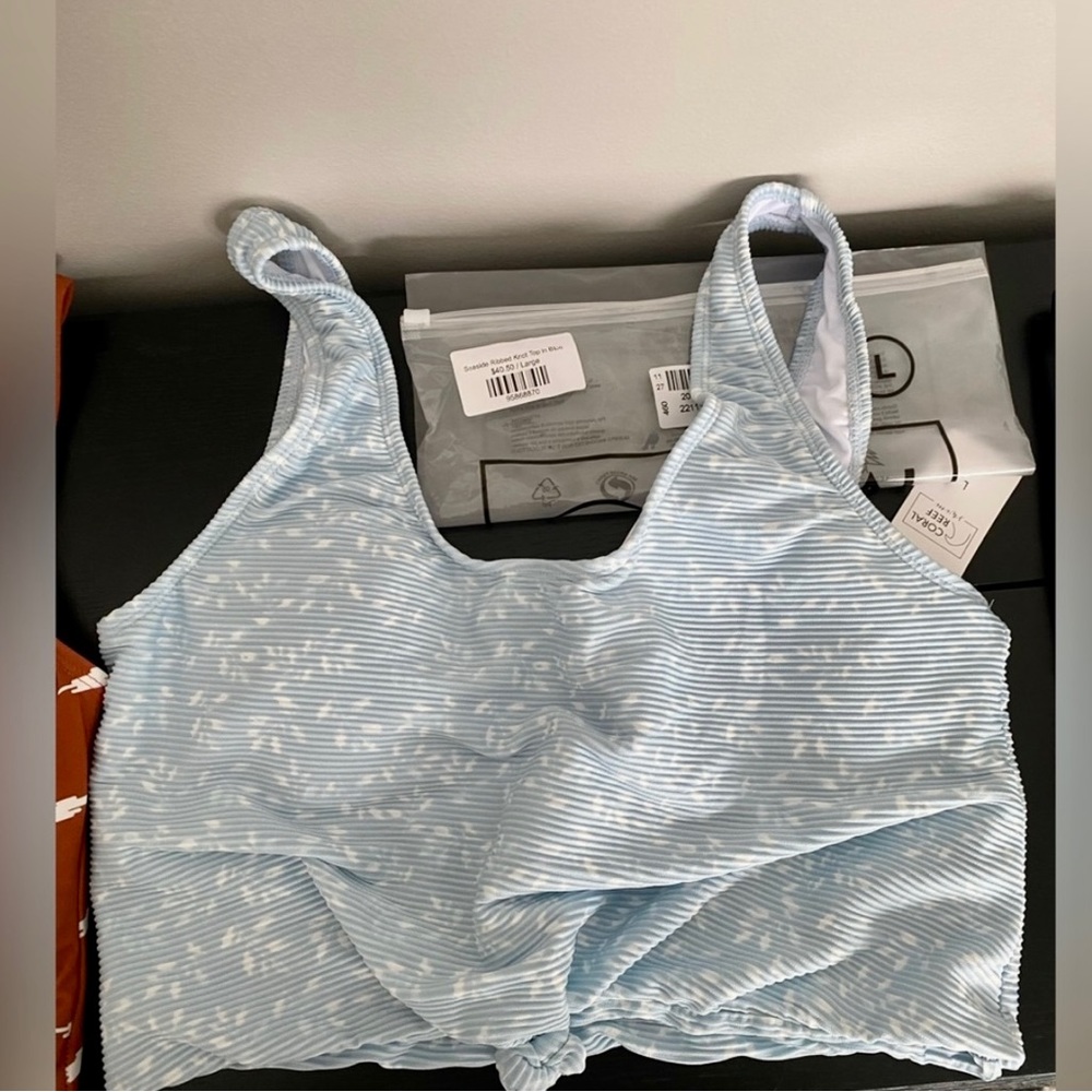 NWT Light Blue Ribbed Swim Top - size L